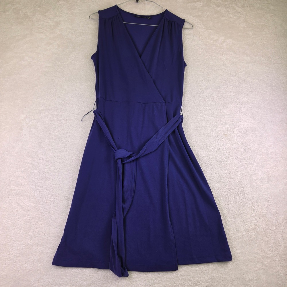 APT 9 Navy Blue Sleeveless Shift Dress Round Neck Textured Crepe Knee Length